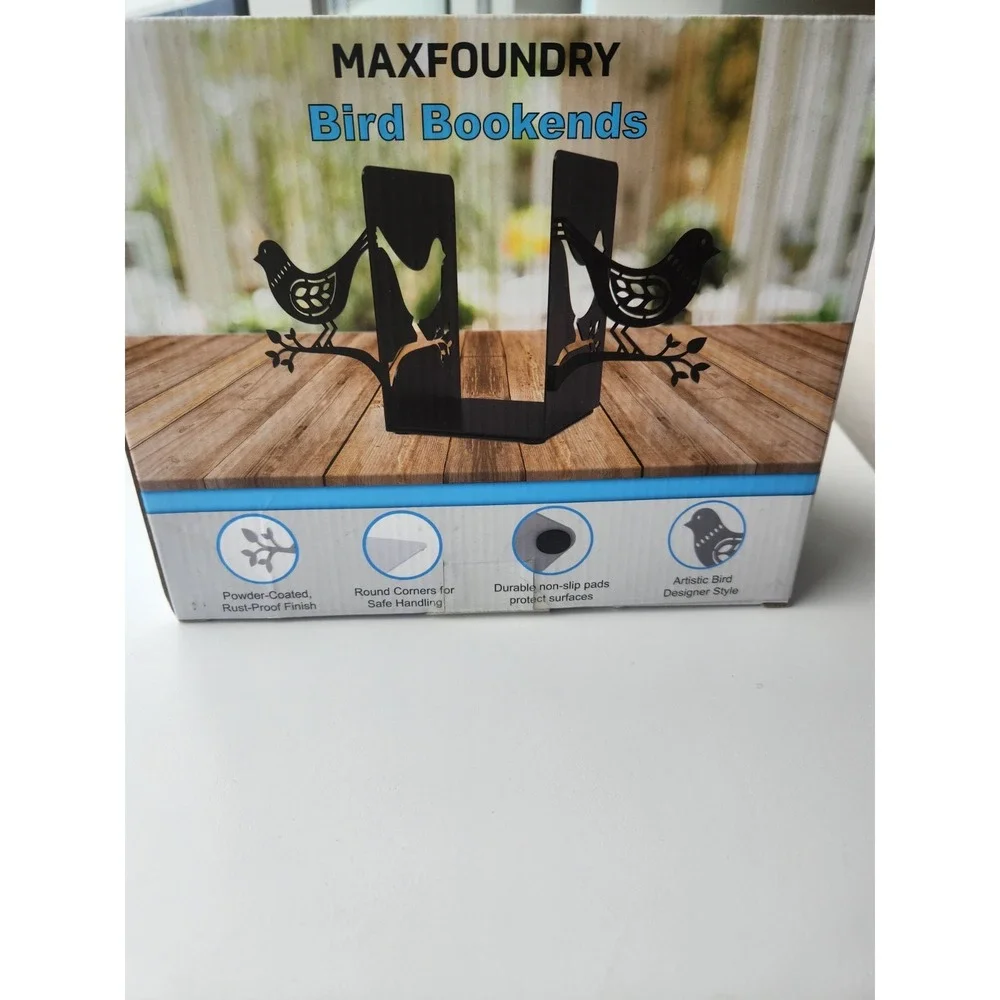 Maxfoundry‎ Bird On Branch Black Metal Bookends New In Box